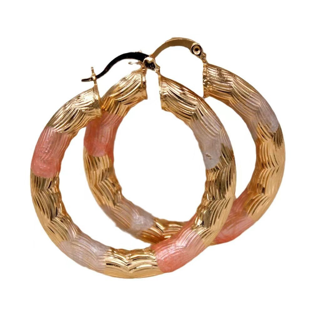 Retro Copper Earrings – Tri-Tone Textured Stud Jewelry for Women | AlinKriti hz4es6-6w