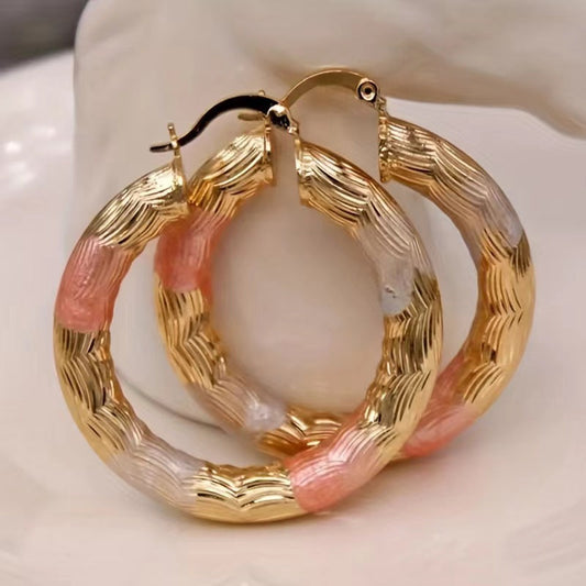 Retro Copper Earrings – Tri-Tone Textured Stud Jewelry for Women | AlinKriti hz4es6-6w