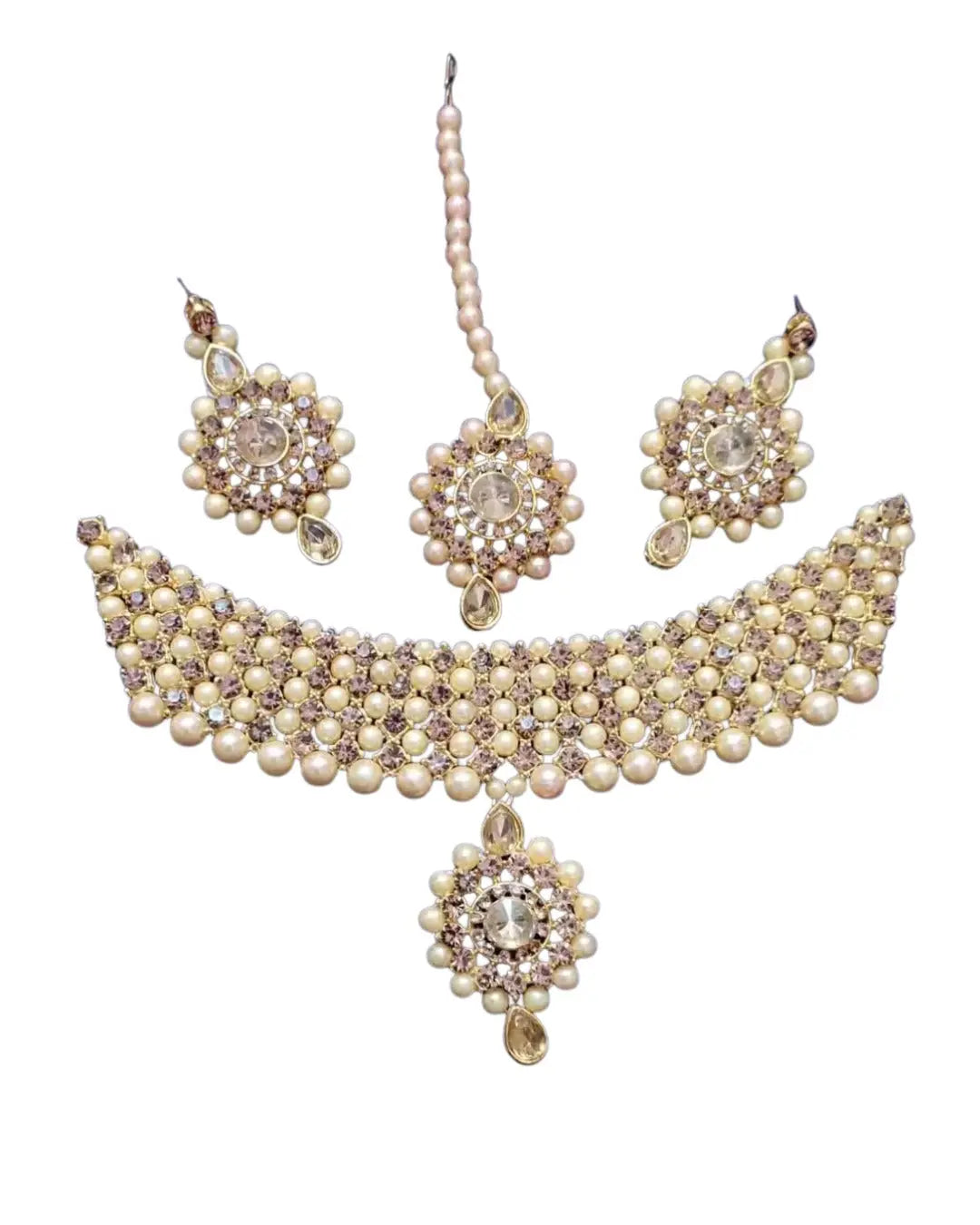 Elegant Golden Harmony Jewelry Set for women, featuring a shimmering gold-plated necklace, earrings, and ring.