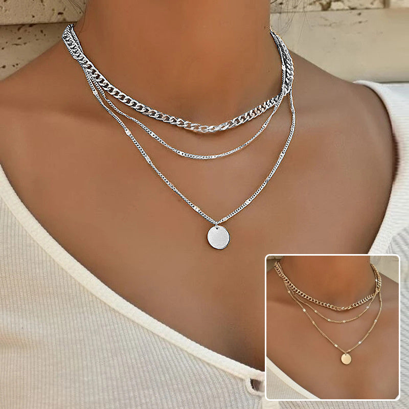 Multilayer Disc Pendant Necklace | Stylish Clavicle Chain for Women | AlinKriti hz4es6-6w