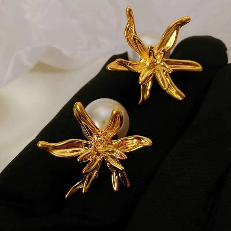 Womens Metal Flower Shaped Earrings