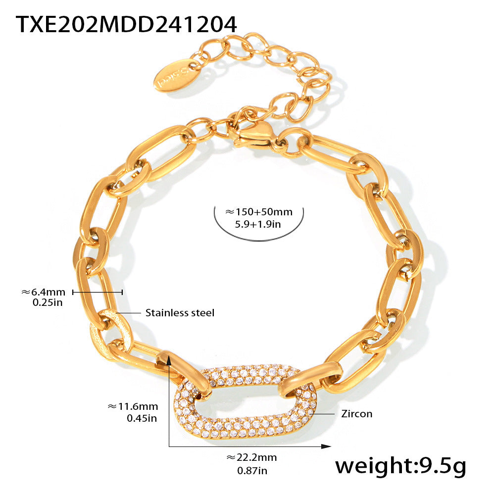 Titanium Steel Jewelry Stainless Steel Micro-pave Zircon Clavicle Necklace And Bracelet