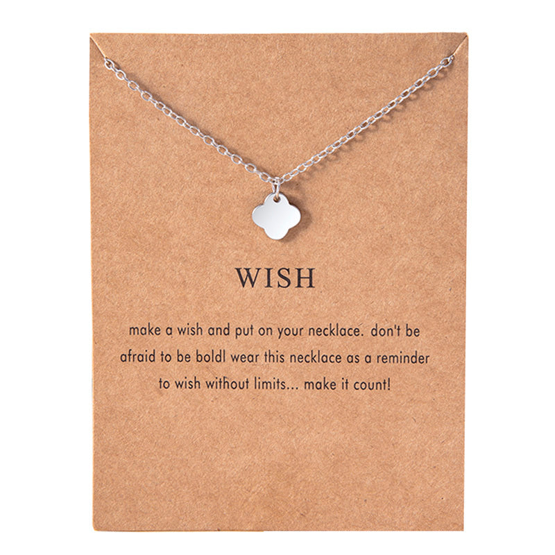 Fashion Silver Four-leaf Clover Necklace Stainless Steel Cloud Pendant Necklaces Chokers For Women Girls hz4es6-6w