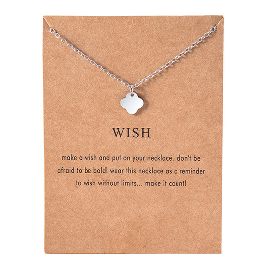 Fashion Silver Four-leaf Clover Necklace Stainless Steel Cloud Pendant Necklaces Chokers For Women Girls hz4es6-6w