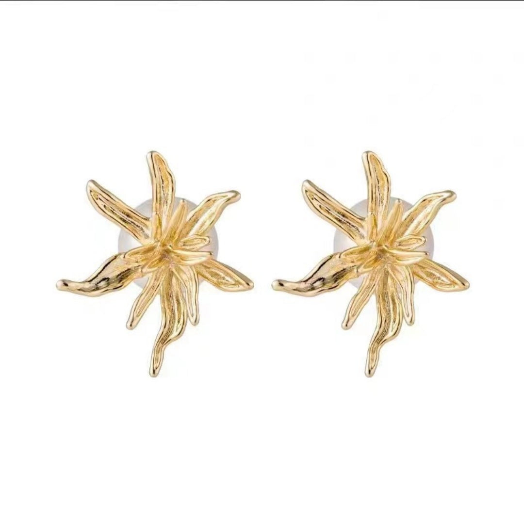 Womens Metal Flower Shaped Earrings
