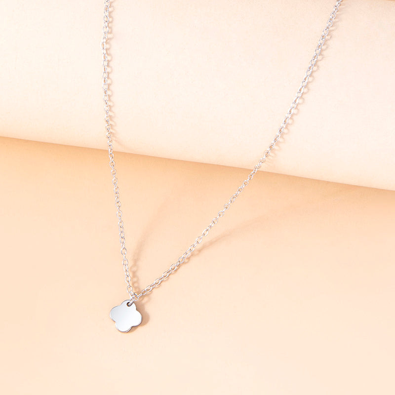 Fashion Silver Four-leaf Clover Necklace Stainless Steel Cloud Pendant Necklaces Chokers For Women Girls hz4es6-6w