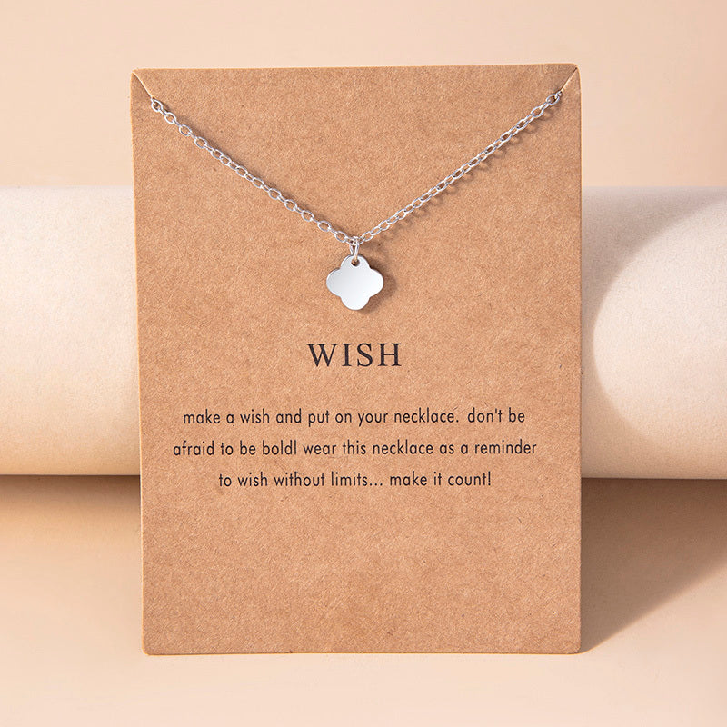 Fashion Silver Four-leaf Clover Necklace Stainless Steel Cloud Pendant Necklaces Chokers For Women Girls hz4es6-6w