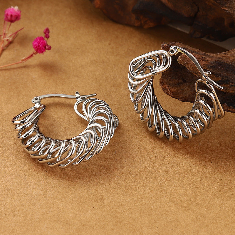 Elegant Clip-On Winding Earrings – Temperament Jewelry for Women | Gold & Silver | AlinKriti hz4es6-6w