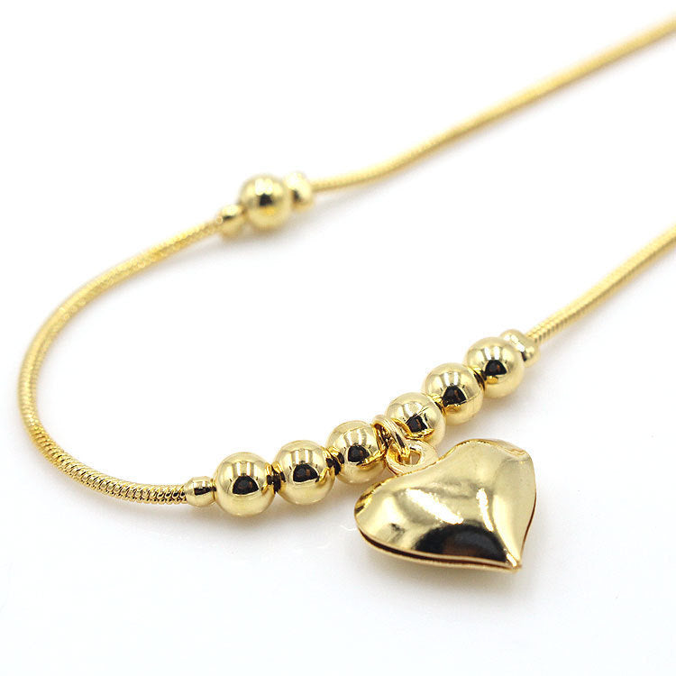 Gothic Gold Heart Pendant Anklet – Chunky Beaded Vintage Jewelry for Women | AlinKriti hz4es6-6w
