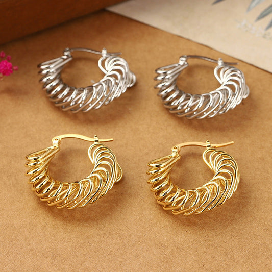 Elegant Clip-On Winding Earrings – Temperament Jewelry for Women | Gold & Silver | AlinKriti hz4es6-6w