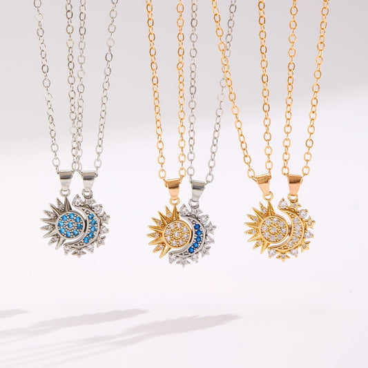Magnetic Couple Necklace – Sun & Moon Pendant | Romantic Clavicle Chains | AlinKriti hz4es6-6w