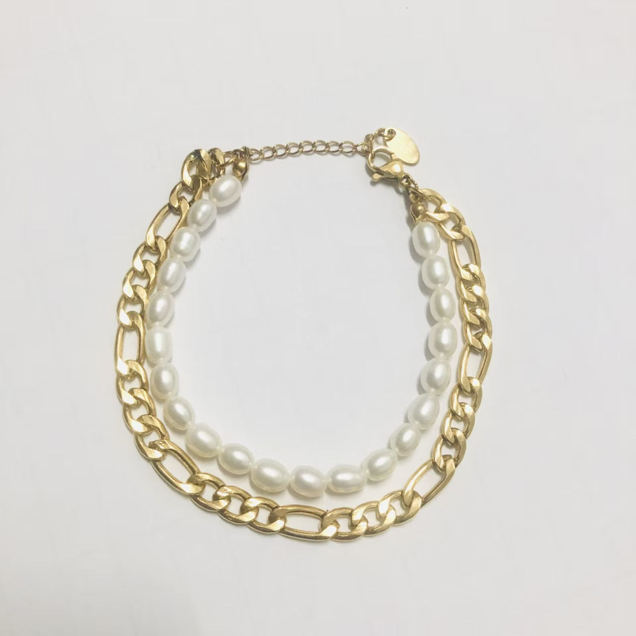 Gold pearl stretch bracelet set