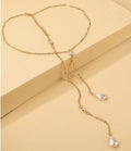 Long chain pearl back necklace for women